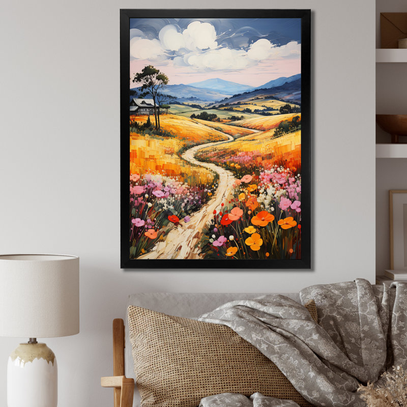 Balan Farm Summer Fauvist Field I, reproduction d'art sur toile, H 20 po x l 12 po x P 1 po, Cadre photo noir