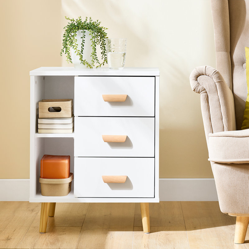 Rousseau 48cm W Bedside Table, White