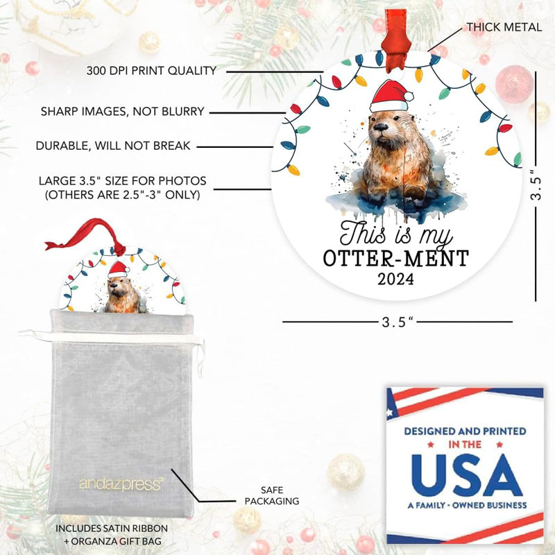 Ornement de loutre en métal sur mesure pour arbre de Noël, Oui