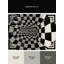 Tapis damier art déco lavable à la machine en bleu - reliure noire-781749978