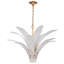 Luminaire suspendu 32,25 po Fiore en feuille d'or antique avec verre brume arctique texturé