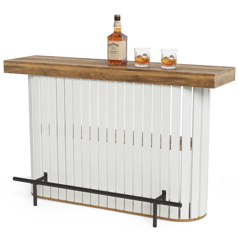 Table de bar de 63 po de long, table de bar avec repose-pieds en métal pour le petit-déjeuner de cuisine, bar de cuisine avec rangement pour la salle à manger