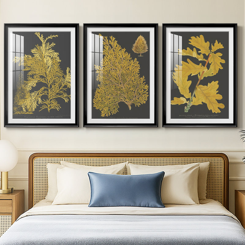 Trees & Leaves I  -Custom Framed  Premium Print W Matt - 3 Pieces, 21" H x 30" W