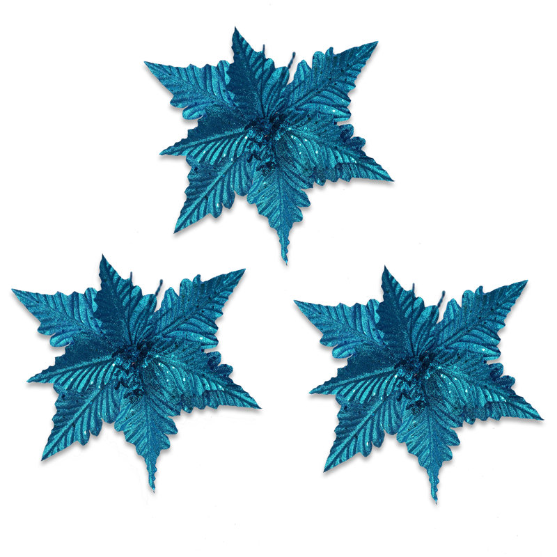 Piquet à poinsettia de 30 cm, Bleu sarcelle