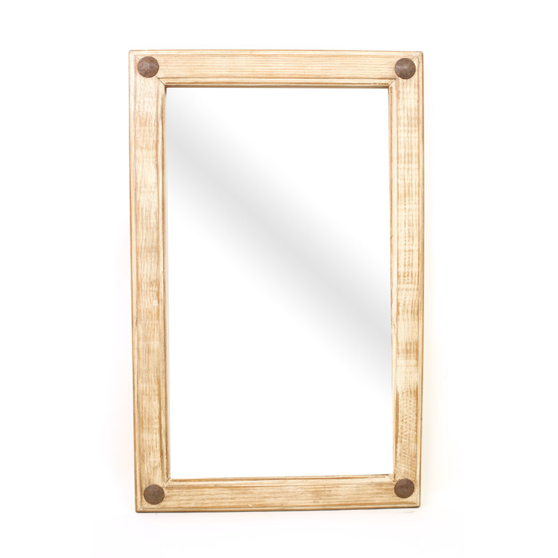 Febus Wood Rectangle Wall Mirror, 24" H x 19" W, White