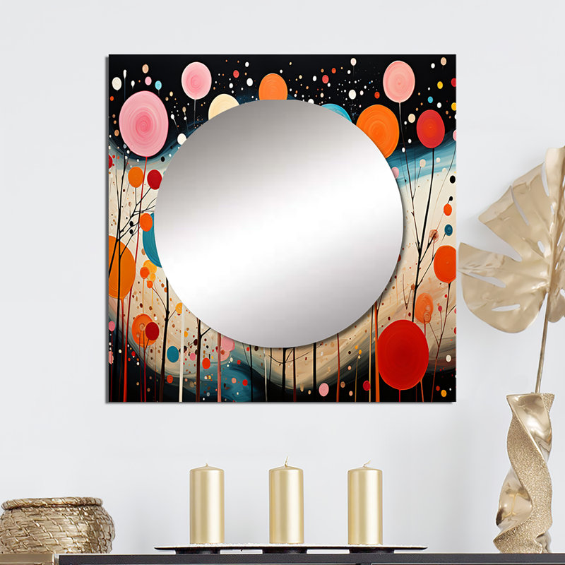 Audria - Grand miroir carré Mid-Century pour décoration murale, 29 po x 29 po