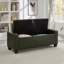 Banc avec repose-pieds 48 po avec rangement, banc pour chambre à coucher, salon, couloir, repose-pieds capitonné en similicuir capitonné vert foncé