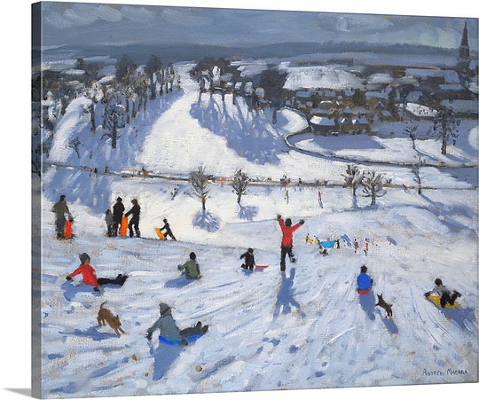 Nuala «Winter Fun, Chatsworth» par Andrew Macara, reproduction d'art sur toile, H 16 po x l 20 po x P 1,25 po