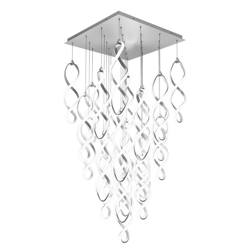 Luminaire suspendu 25 lumières Interlace, Chrome