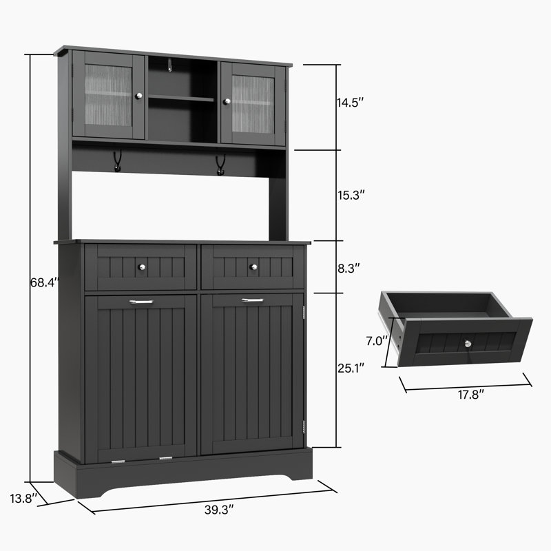 Armoire de cuisine avec tablettes réglables, pour la cuisine et le salon, Noir