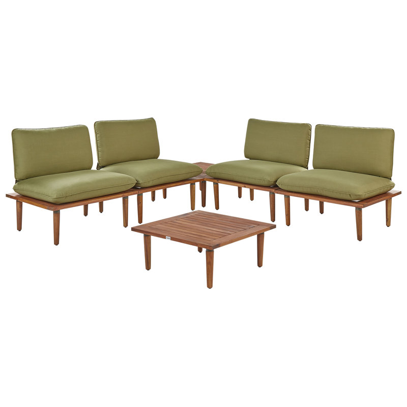 4 Seater Certified Acacia Wood Garden Sofa Set Light Hortense II, Green