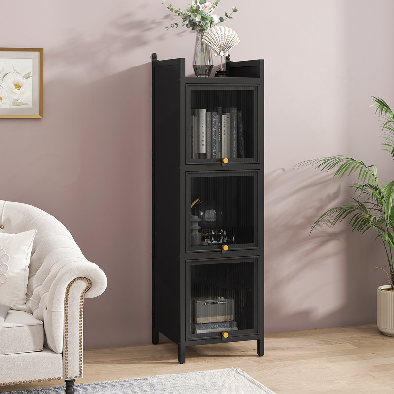 Armoire avec rangement à quatre niveaux, Noir, noir, noir, noir, 47.24" H x 13.78" W x 14.17" D