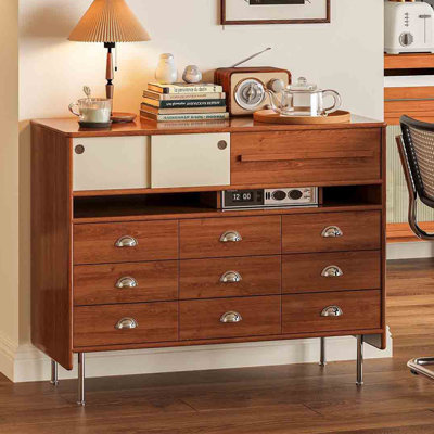 Armoire d'appoint en bois massif et en métal de style rétro