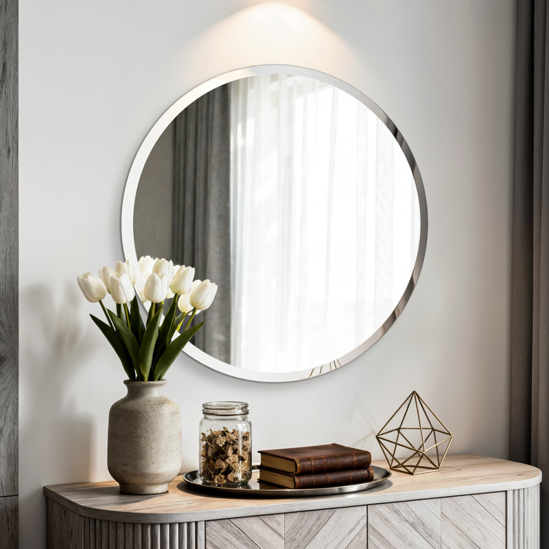 Rithi Round Flat Wall Mirror, 50 cm H x 50 cm W