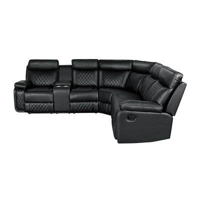 Giralt 2 - Piece Vegan Leather Sectional, Modern Sectional Sofa Couch, Home Theater Seating, Manual reclining sectional with Cup Holder, Hide-Away Sto -  Red Barrel StudioÂ®, CB3C0285668F433F9E9D31811689FA44