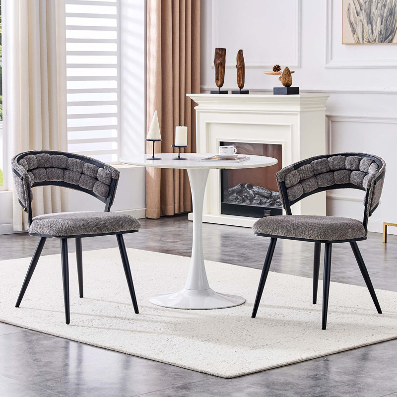 Ensemble de 2 chaises de salle à manger en velours avec pieds, chaises d'appoint rembourrées modernes pour la salle à manger et la cuisine