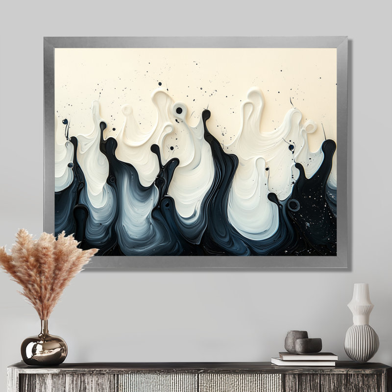 Chingford - art mural abstrait, H 34 po x l 44 po, Reproduction encadrée d'une seule photo, Argent argent
