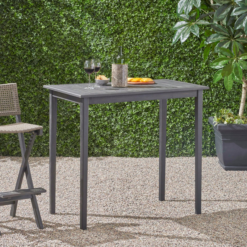 Table de bar d'extérieur minimaliste gris foncé, en bois, table en bois - gris, pour le jardin et l'extérieur, 41 po de hauteur, assemblage requis