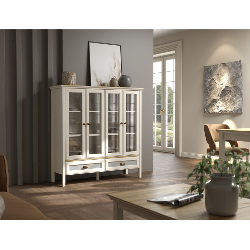 Armoire polyvalente avec panneau de fibres à densité moyenne, porte en verre et tiroirs - l 54 po x H 54 po x P 18 po