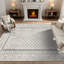 Tapis oriental gris / beige à motif floral lavable à la machine avec envers antidérapant-1693107694