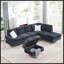 Canapé modulaire 3 places avec méridienne, repose-pieds avec rangement, pieds en métal et clous en cuivre-142259923