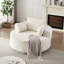 Fauteuil pivotant en mousse de velours côtelé simple de 55 po de hauteur avec mouvement à 360 degrés, couette moderne moelleuse, installation rapide, tissu en fausse fourrure de lapin et rotation du canapé-lit, assemblage, coussin