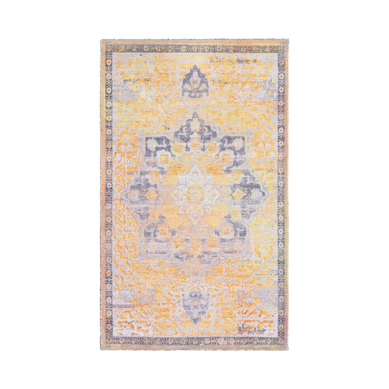 Tapis oriental bleu / jaune Hymel, Rectangle 2 pi x 3 pi 1 po