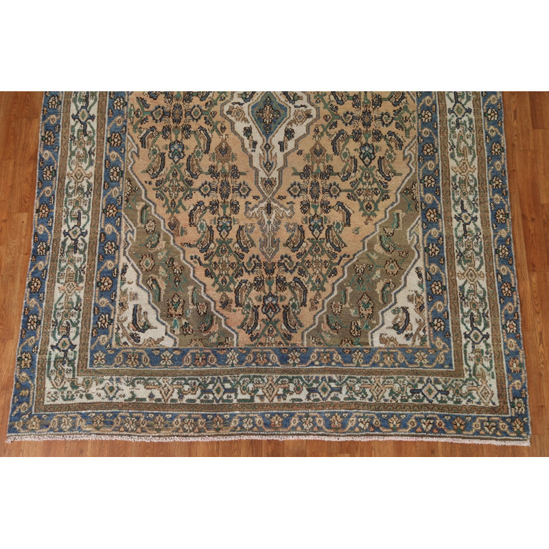 Tapis pêche unique en laine 6 pi 5 po x 9 pi 5 po x 11 pi 8 po