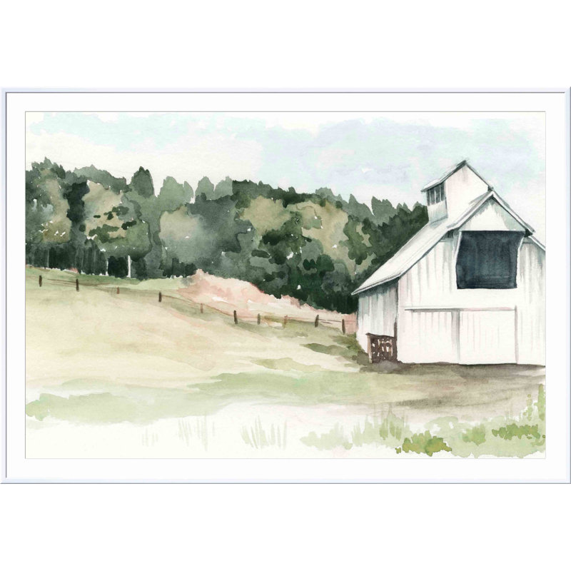 «Barn III» par Jennifer Paxton Parker - peinture encadrée, Blanc, H 36 po x l 24 po