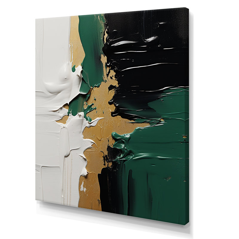 Or vert et encre noire fusion III - Reproduction d'art encadrée, Toile tendue, H 44 po x l 34 po x P 1,5 po