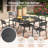4-Person Round Patio Dining Set with Metal Dining Table and 4 Stackable Metal Armrest Chairs-271952413