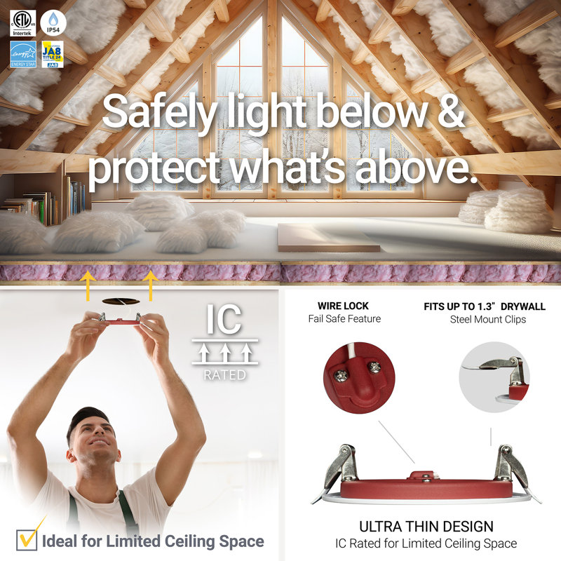 6-Inch Fire Rated Ultra-Thin Dimmable LED Recessed Light, 6-Pack