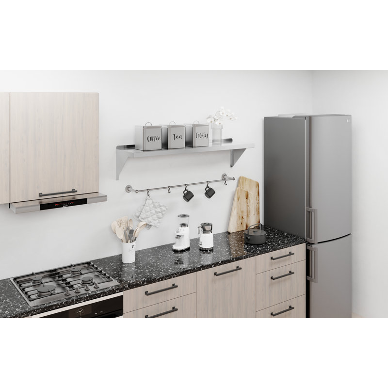 48" Long Stainless Steel Wall Shelf with Brackets