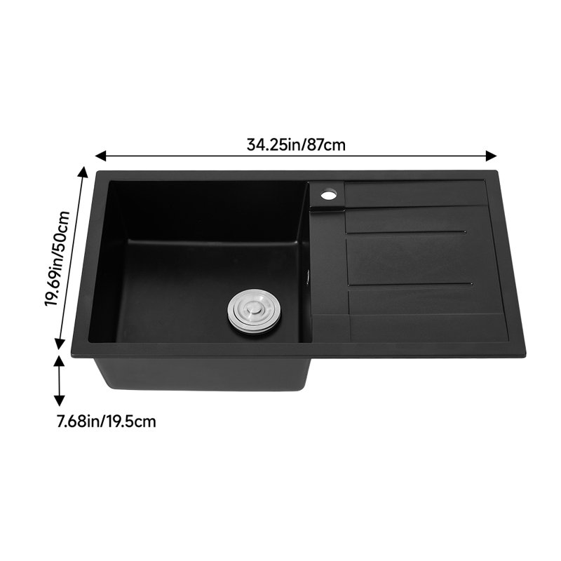 17 Stories 87mm W Single Bowl Composite Undermount Kitchen Sink