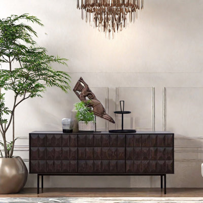All Solid Wood Carving Accent Cabinet