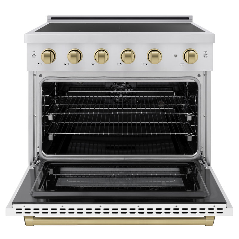 Zline Autograph 36 in. Stainless Steel Paramount Induction Range with Door & Bronze Accents, Champagne Bronze