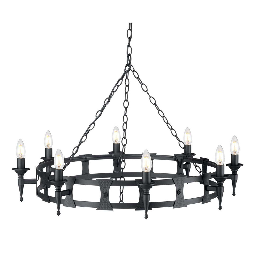 Voight 8 - Light Waggon Wheel Chandelier