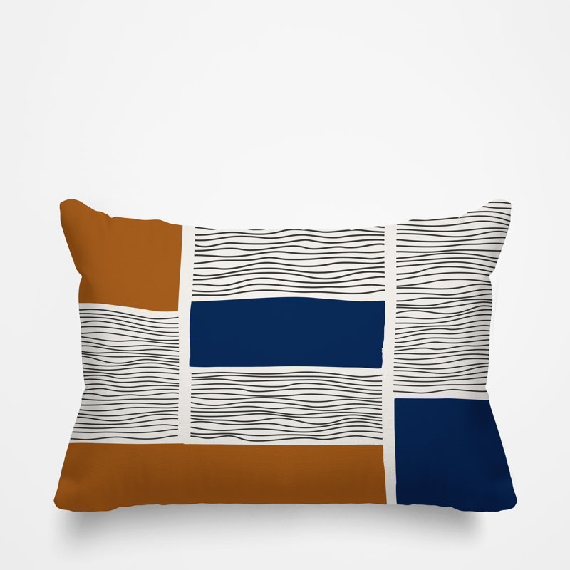 Coussin intérieur / extérieur Rapu, Orange / bleu marine