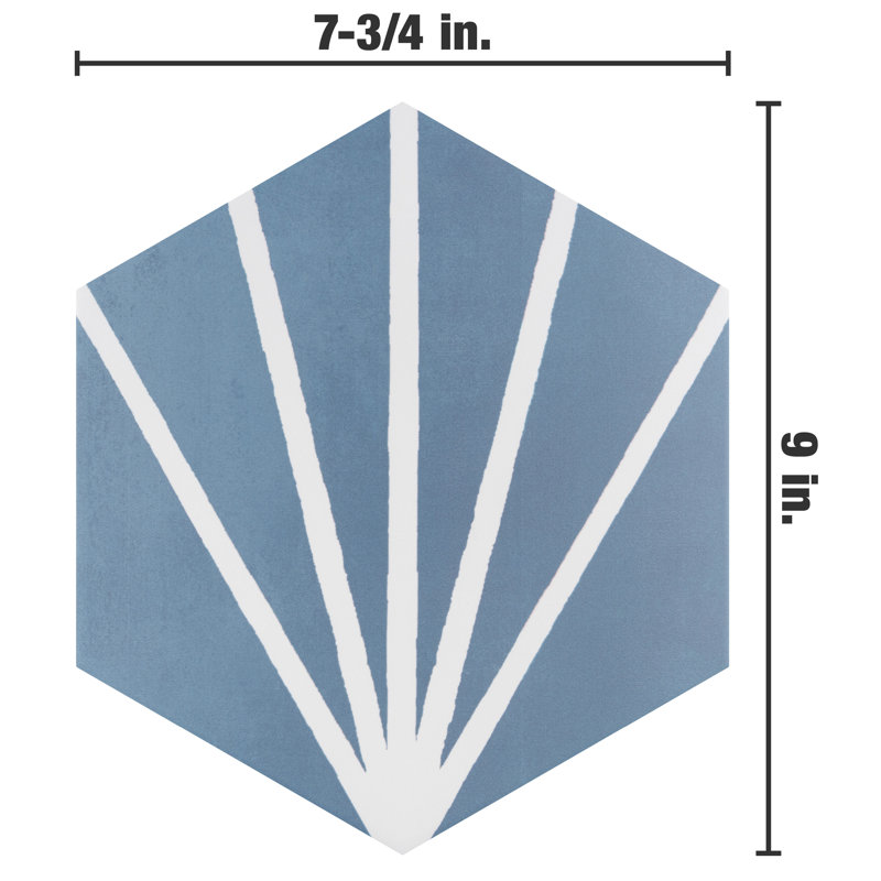 Horizon 7-3/4" x 9" Porcelain Wall & Floor Tile, Blue