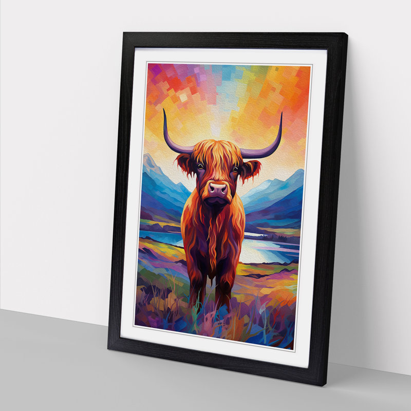 Highland Cow Futurism Art - Framed Print