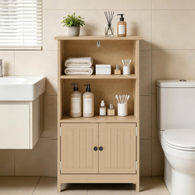 Meuble de rangement d'entrée autoportant avec étagères et portes réglables – Organisateur de sol pour couloir étroit et salle de bain