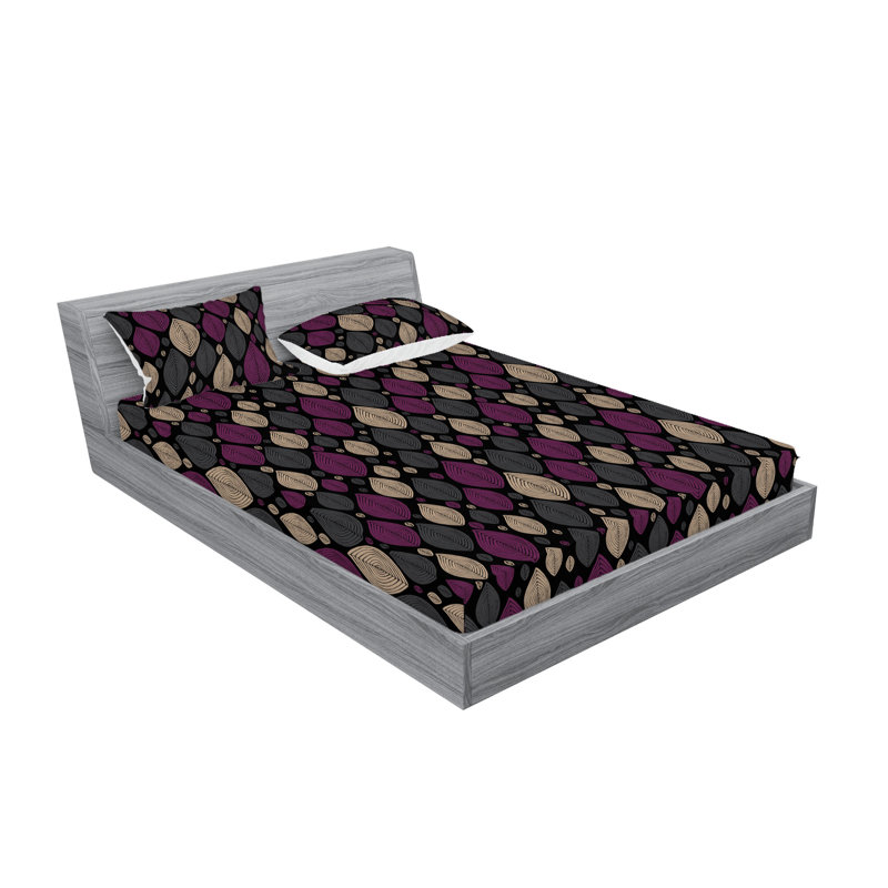 Drap-housse et taies décoratives 3 pièces Ambesonne, Ensemble de draps pour lit double avec 2 taies d'o