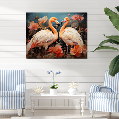 «Graceful Orange Flamingo Ballet» sur toile