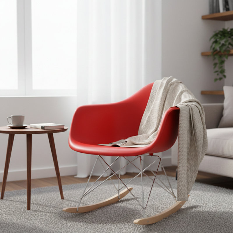 Chaise berçante en plastique Matias, Rouge