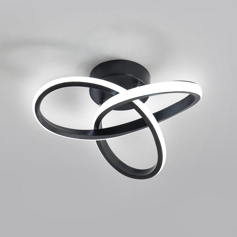 Modern LED Ceiling Light, 20W Modern Spiral Design LED Lamp, Black, 6000K