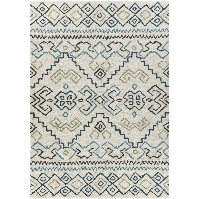 Arcon Wool Southwestern Area Rug in Cream, 5' x 7'6"