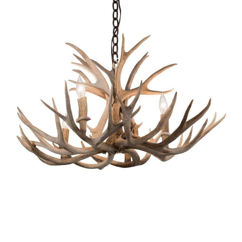 Lustre fantaisie 4 lumières panache mule Deer