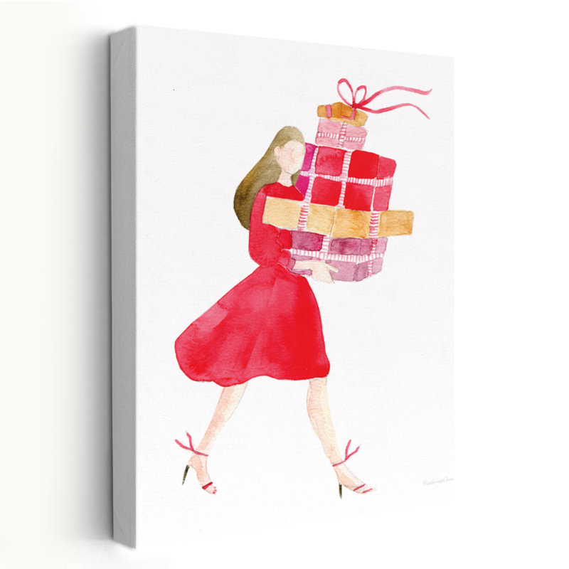 Fêtes des fêtes II - robes de Noël à la mode, art féminin, H 24 po x l 16 po