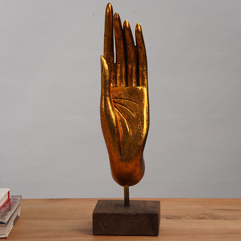 Buste Alberic People, H 16 po x l 4,5 po x P 4,5 po, Or et base en bois