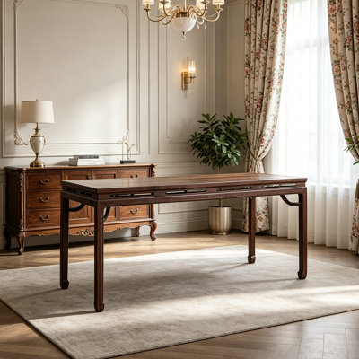 Dark brown elm solid wood practical desk